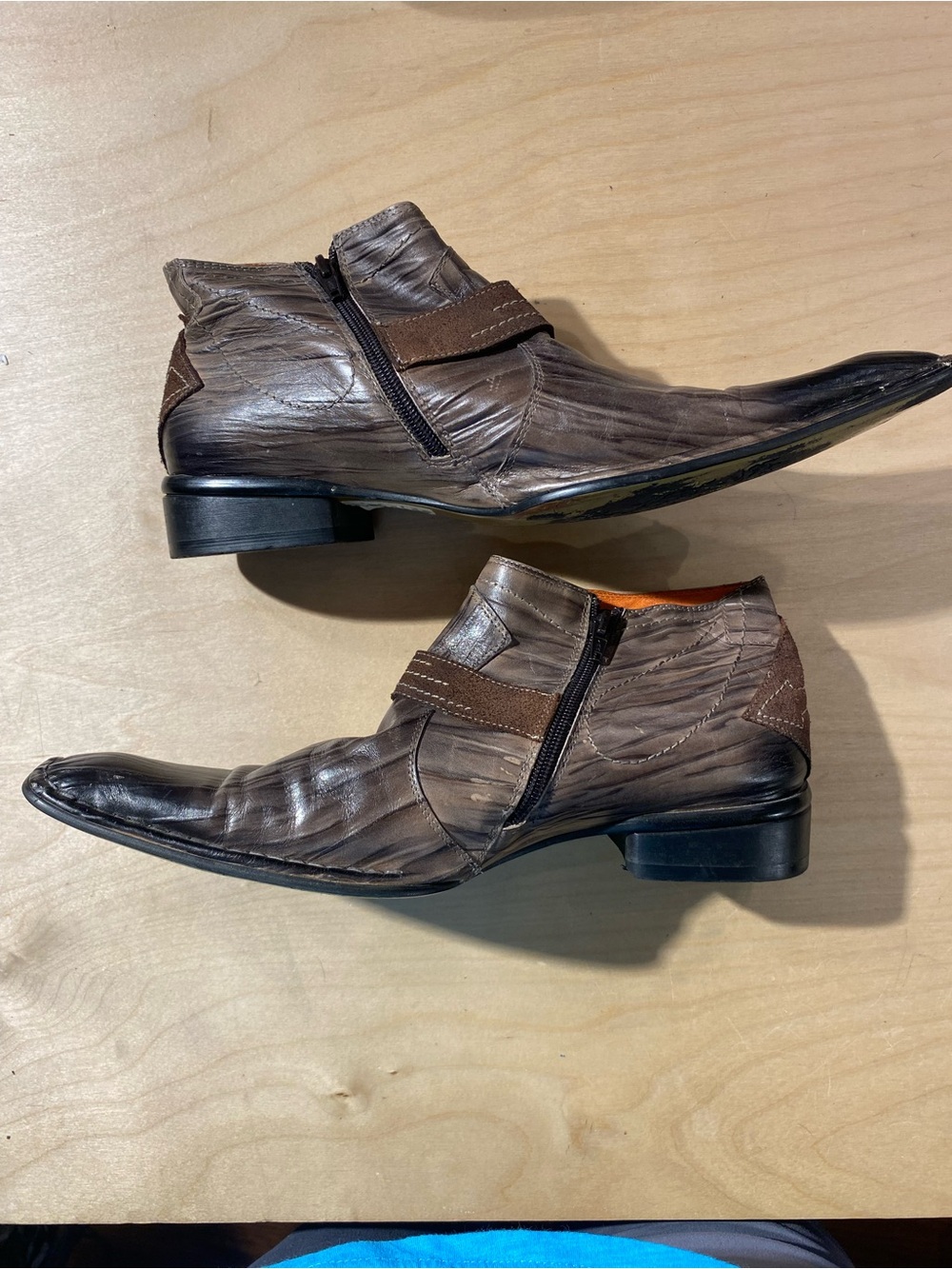 Robert Wayne Men's Brown Leather Ankle Boots with Side Zip Holster 10